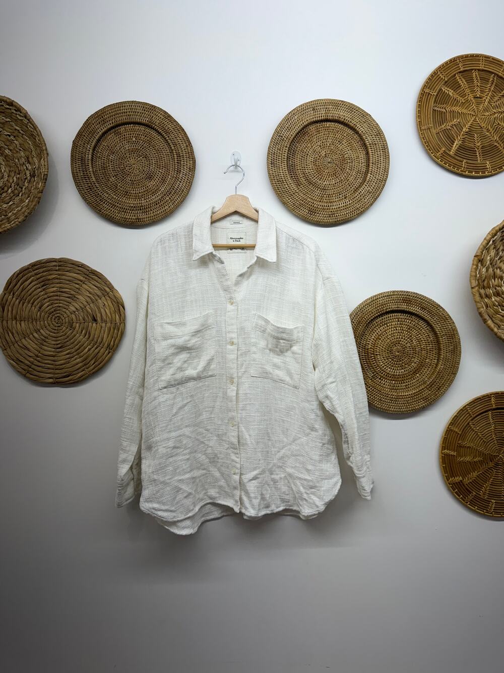 Abercrombie White Oversized Button Up Shirt XL